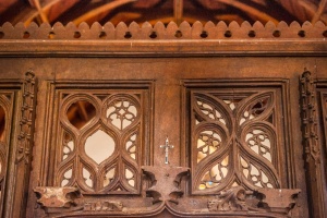 Ornate tracery on the screen