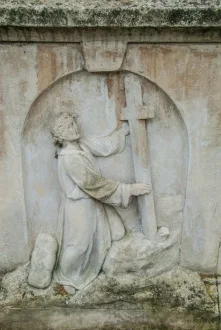 The carved base of John Bunyan's memorial