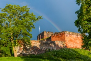A rainbow over Carlisle Castle
