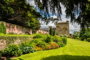 The west lawn and pele tower