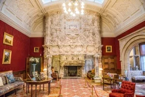 The drawing room and Italian marble fireplace