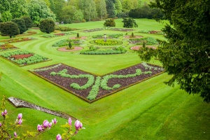 Formal gardens on the lower terrace