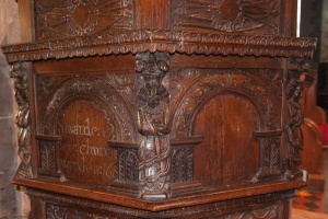 Carved panels on 17th century pulpit