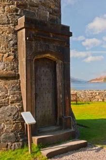 The tower entrance, Glen Shiel beyond