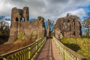 Crossing the bridge to Grosmont Castle