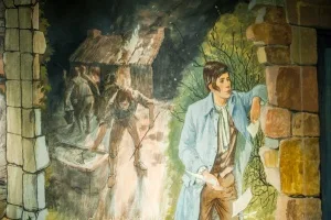 Ted and Elizabeth Odling mural of Burns in Irvine