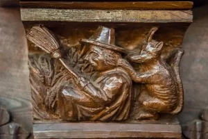 A witch with a broomstick