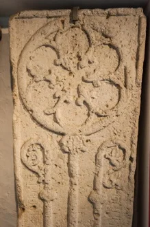 13th century floriated slab of an abbot