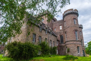 The side wing and tower of Monzie Castle