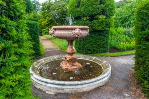 A fountain in the formal gardens