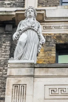 Statue on the facade of No. 13