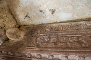 The grave slab with later head of a woman