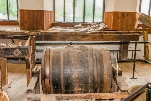 The finished bobbins are polished in a barrel like this one