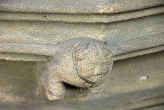 Monk carving on the font