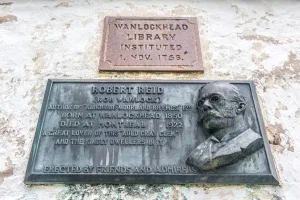 Commemorative plaque on the library exterior