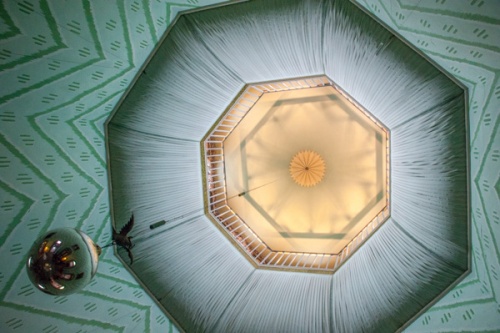 Looking up into the cupola dome