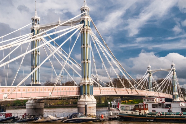 The Albert Bridge from the Chelsea bank