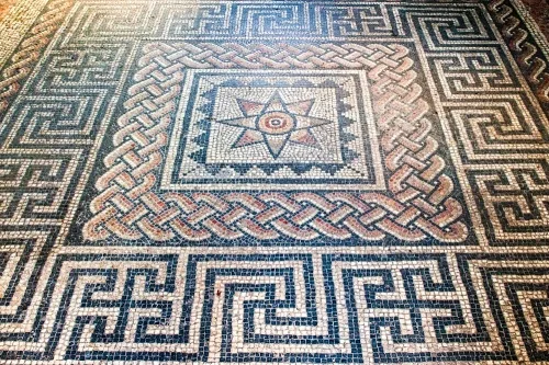 Roman mosaic at Aldborough Roman Site