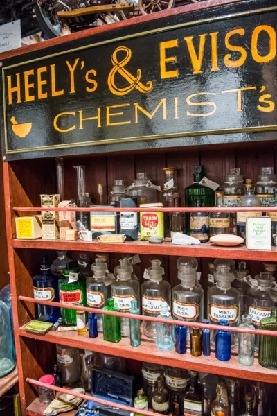 A recreated chemist's shop in the Rural Life Museum