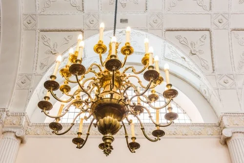 One of the 18th-century chandeliers