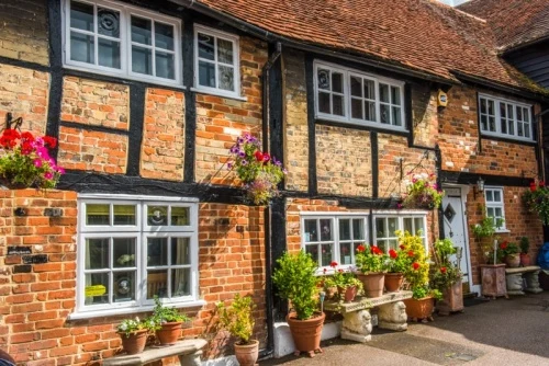 Attractive timber-framed buildings in Old Amersham