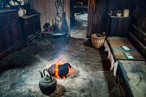 A peat fire inside the Black House