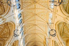 The vaulted nave ceiling