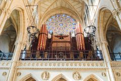 The west gallery, organ, and rose window