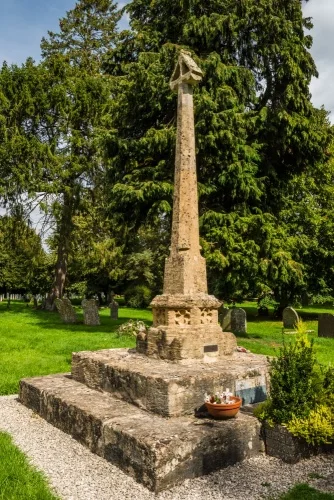 The restored medieval churchyard cross