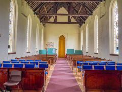 The church interior, looking west