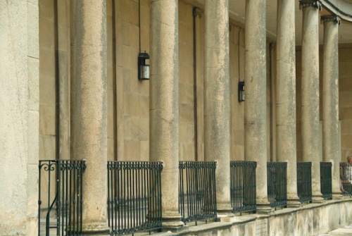 Classical columns on the imposing portico