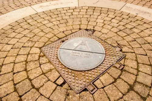 Plaque marking the main mine shaft