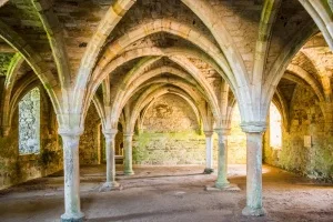 Battle Abbey guest house undercroft