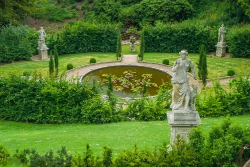 Formal garden below the house
