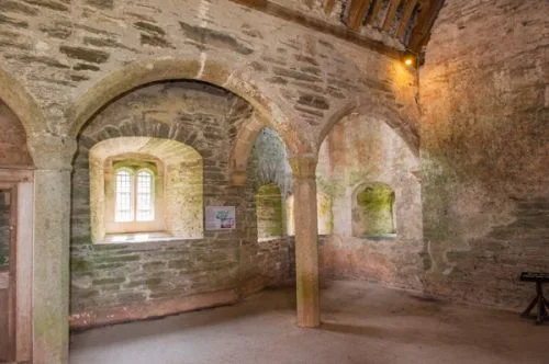 Inside the medieval gatehouse tower