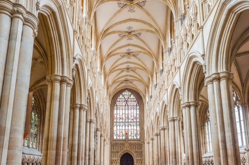 The nave vaulting and arcading
