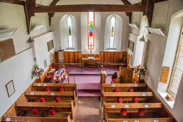 The church interior from the west gallery