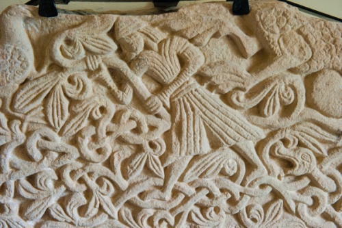 The beautifully carved tympanum