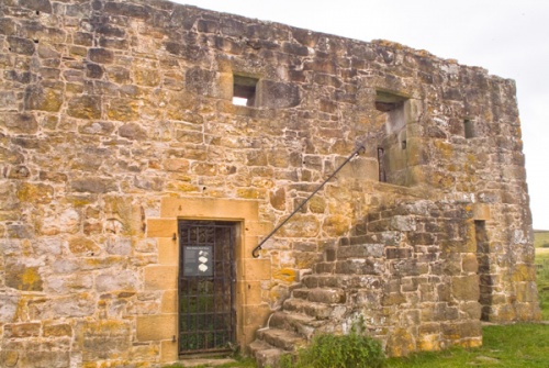 The house exterior and stair