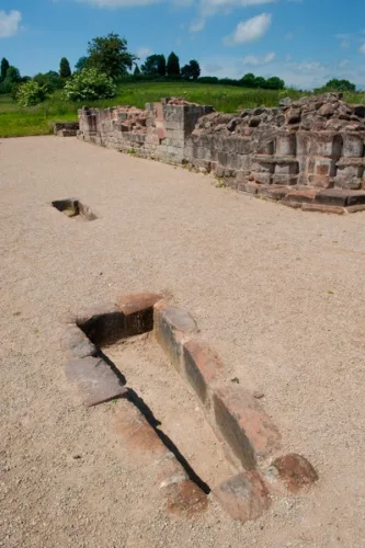 Stone coffins set into the nave floor