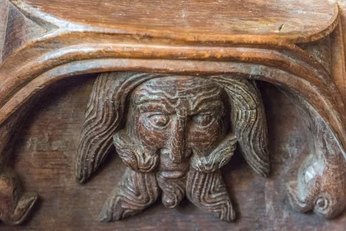 Misericord of a bearded man