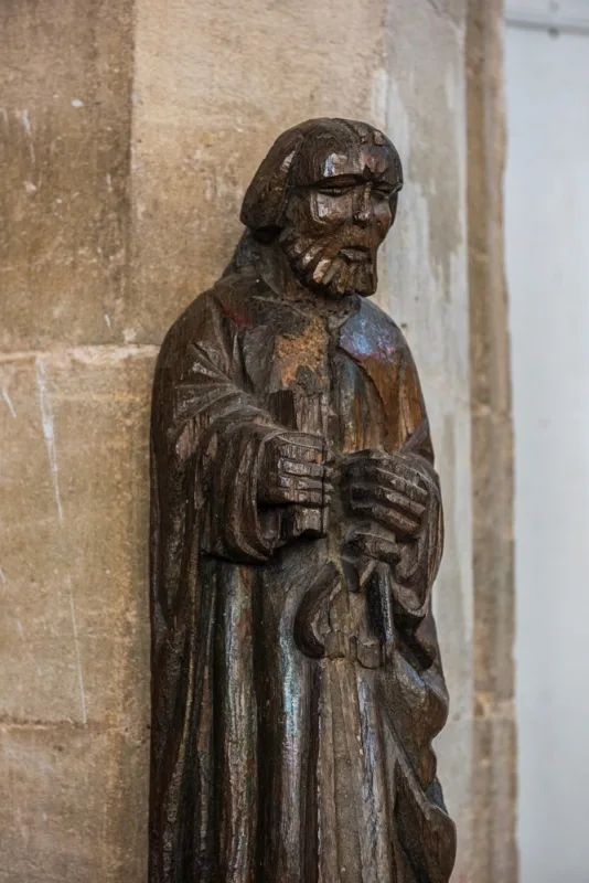 Medieval statue of St Matthew