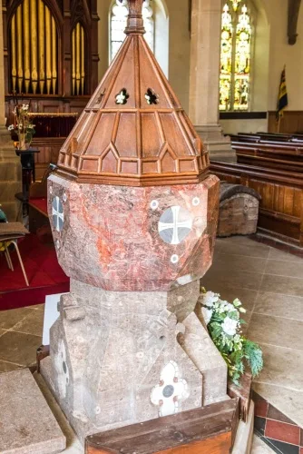 Victorian marble font by Butterfield