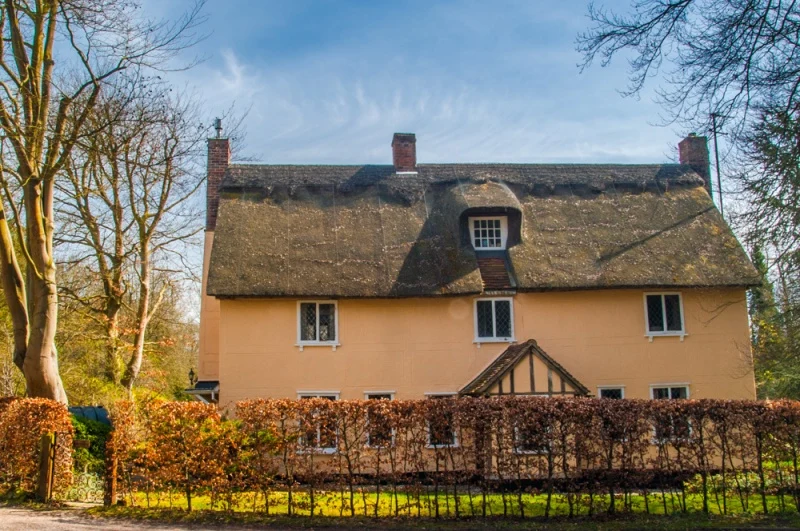 A thatched cottage near the church