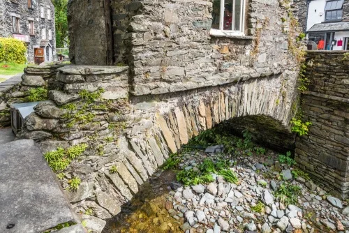 The bridge supporting the cottage
