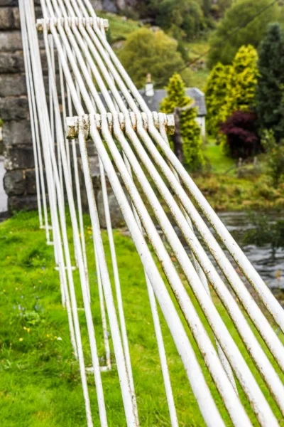 Iron suspension cables on the east bank