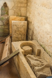 Medieval stone coffin, south transept