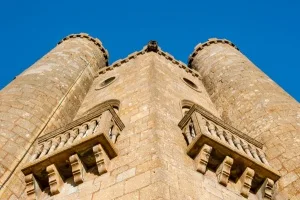 The tower top and balcony windows