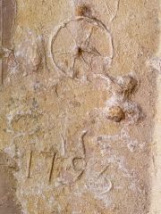 1793 graffiti, south porch