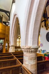 Broughton, St Mary's Church, 13th century pillars in the south arcade
